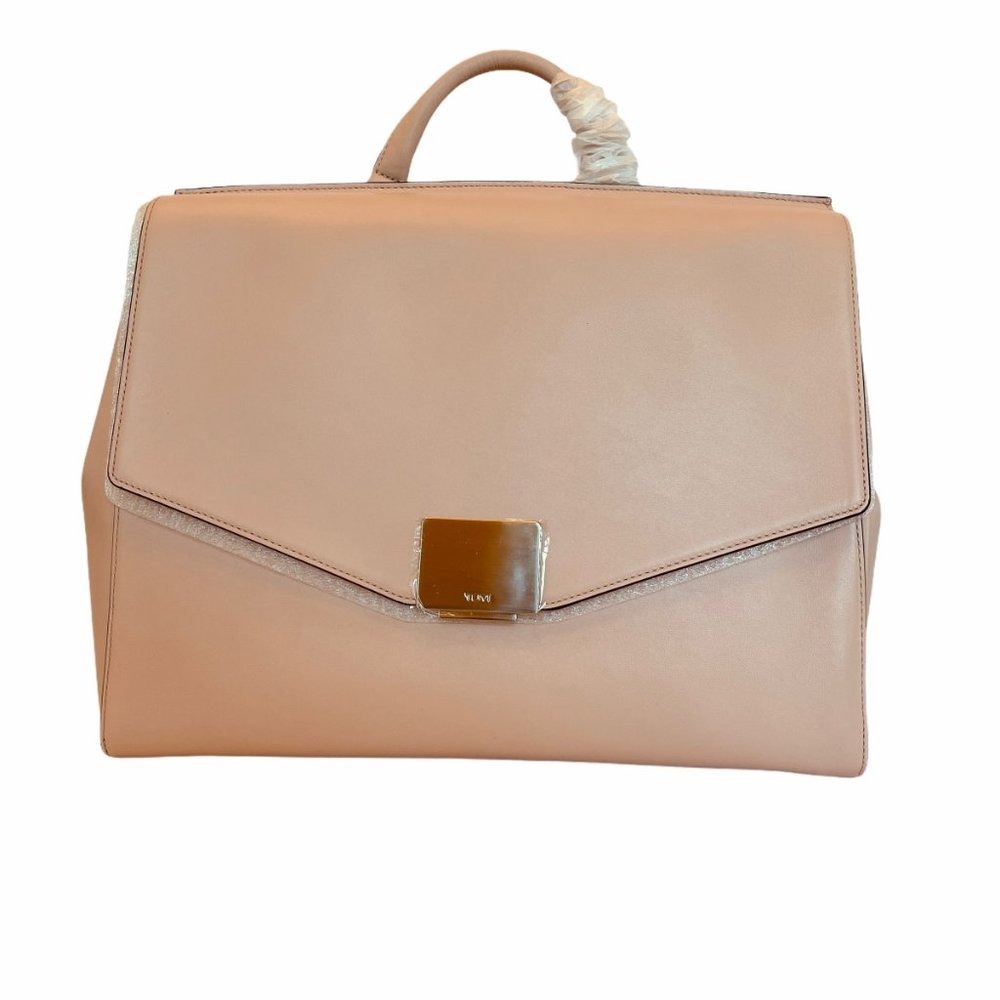 Tumi Stanton Rose Leather Satchel Bag Blush Pink Laptop Briefcase 110030-1041